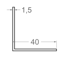 Алюмінієвий кутник рівносторонній 40x40мм S1.5мм (анодований)