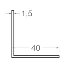 Алюмінієвий кутник різносторонній 40x40мм S1.5мм (без покриття)