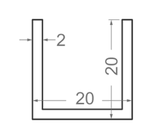 Алюмінієвий П-подібний профіль (швелер) 20x20мм S2мм (без покриття)