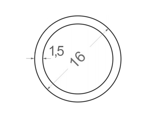 Алюминиевая труба круглая Ø16мм S1.5мм (без покрытия)