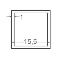Алюминиевая труба квадратная 15.5x15.5мм S1мм (анодированная)