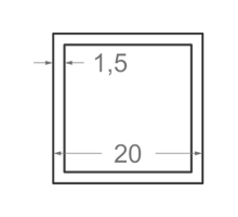 Алюмінієва труба квадратна 20x20мм S1.5мм (без покриття)