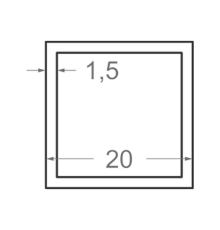 Алюминиевая труба квадратная 20x20мм S1.5мм (без покрытия)