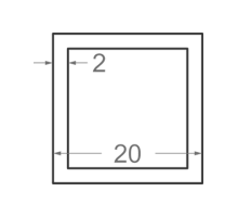 Алюмінієва труба квадратна 20x20мм S2мм (анодована)