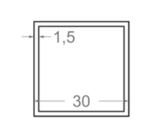 Алюминиевая труба квадратная 30x30мм S1.5мм (без покрытия)