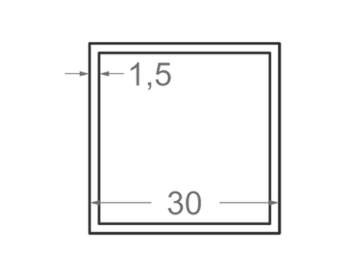 Алюминиевая труба квадратная 30x30мм S1.5мм (без покрытия)