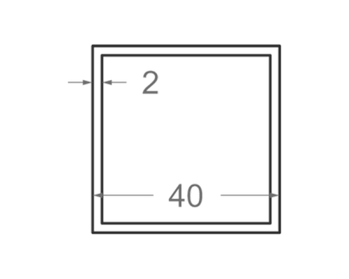 Алюмінієва труба квадратна 40x40мм S2мм (без покриття)
