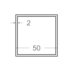 Алюмінієва труба квадратна 50x50мм S2мм (анодована)