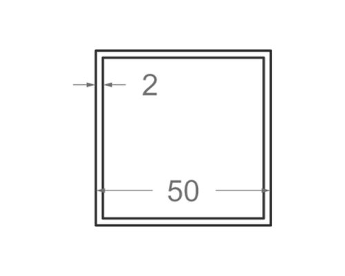 Алюмінієва труба квадратна 50x50мм S2мм (без покриття)