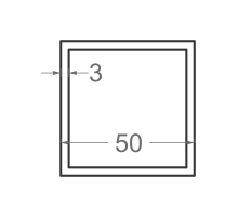 Алюмінієва труба квадратна 50x50мм S3мм (без покриття)