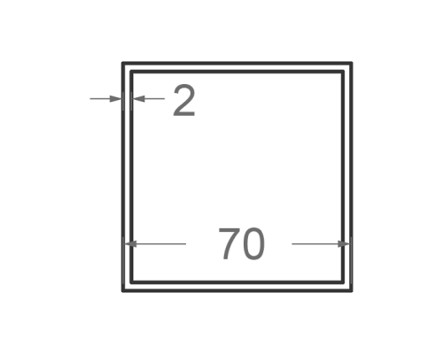Алюмінієва труба квадратна 70x70мм S2мм (R4) (без покриття)
