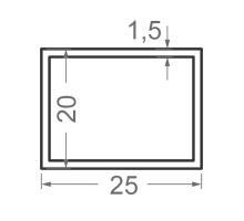 Алюминиевая труба прямоугольная 25x20мм S1.5мм (без покрытия)