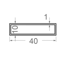 Алюмінієва труба прямокутна 40x10мм S1мм (без покриття)