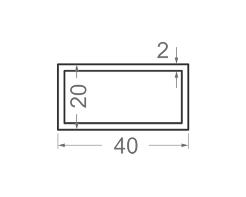 Алюминиевая труба прямоугольная 40x20мм S2мм (анодированная)