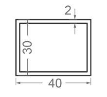 Алюминиевая труба прямоугольная 40x30мм S2мм (анодированная)