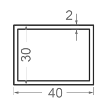 Алюминиевая труба прямоугольная 40x30мм S2мм (анодированная)