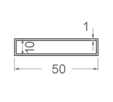 Алюминиевая труба прямоугольная 50x10мм S1мм (анодированная)