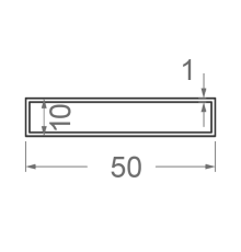 Алюминиевая труба прямоугольная 50x10мм S1мм (анодированная)