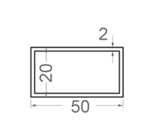 Алюминиевая труба прямоугольная 50x20мм S2мм (анодированная)