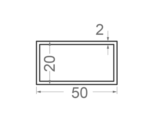 Алюминиевая труба прямоугольная 50x20мм S2мм (без покрытия)