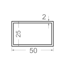 Алюминиевая труба прямоугольная 50x25мм S2мм (анодированная)